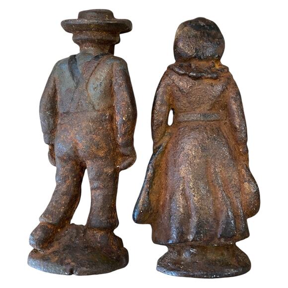 Vintage 1940-50's Cast Iron Amish Figurines - Set of 4 - A286 - Picture 5 of 13